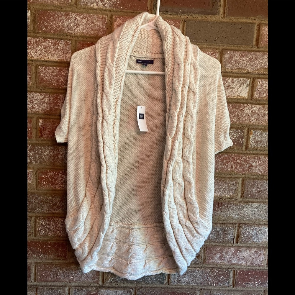 Cream Cable-Knit Open Cardigan Sweater